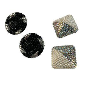 Vintage 1980s Disco Glamour Rhinestone Earrings Richard Kerr Caroline Williams